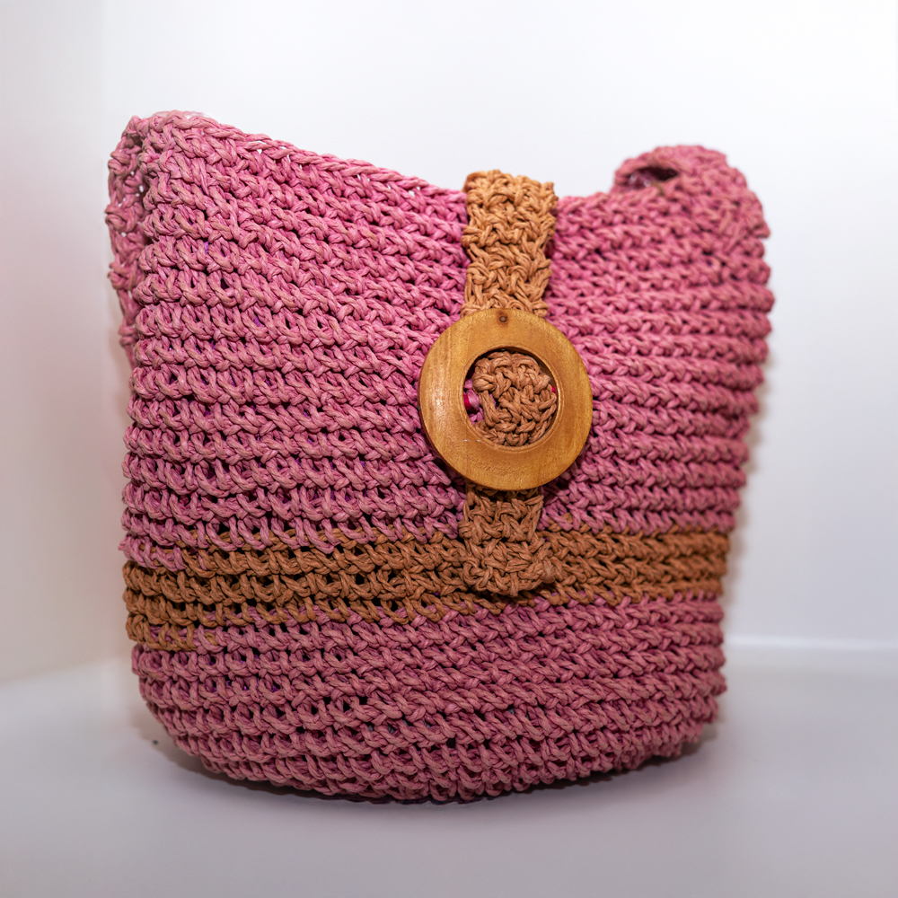 Bolso crochet rosado